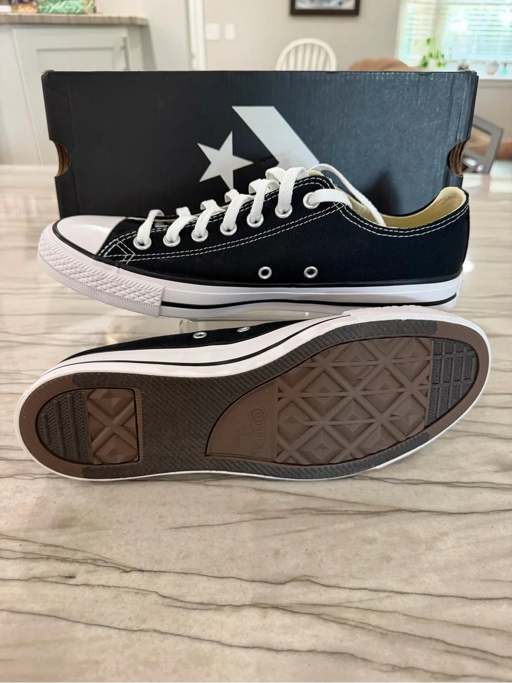 Converse Low Top Sneakers in Black and White Canvas - Picture 4 of 5